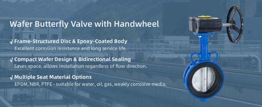 Wafer Butterfly Valve with Handwheel Válvula de mariposa de oblea manual