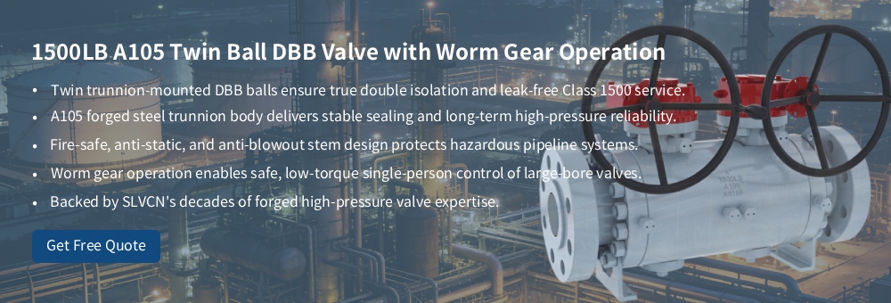 1500LB A105 Trunnion Mounted DBB Ball Valve Válvula de bola DBB montada en muñón 1500LB A105