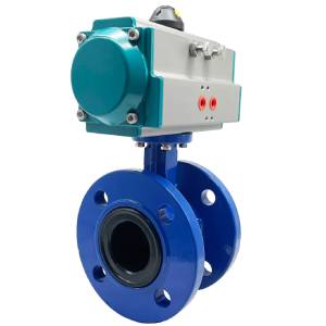 Cast Iron Pneumatic Flange Butterfly Valve Válvula de mariposa de brida neumática de hierro fundido