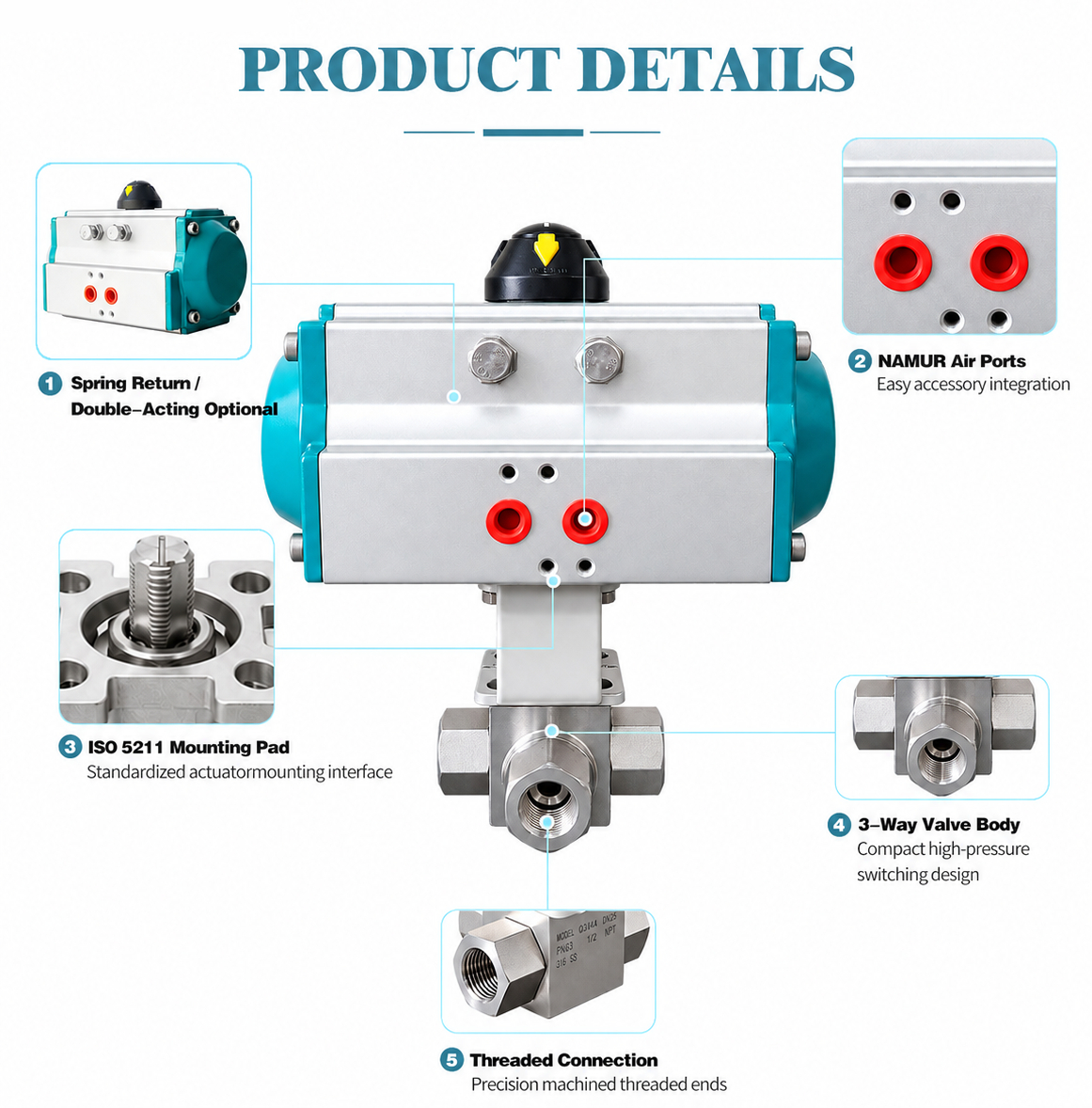 3 Way high pressure ball valve1 Válvula de bola de alta presión de 3 vías1