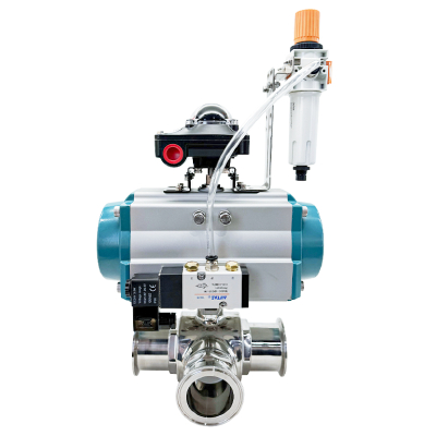 V&aacute;lvula de bola de abrazadera con posicionador