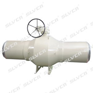 Válvula de bola de muñón DBB completamente soldada con extensiones de tubería y operación de engranajes