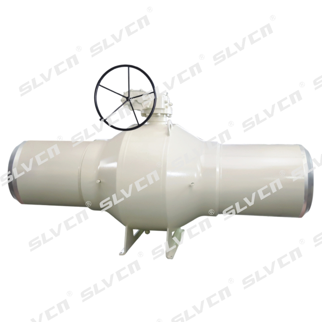 Válvula de bola de muñón DBB completamente soldada con extensiones de tubería y operación de engranajes