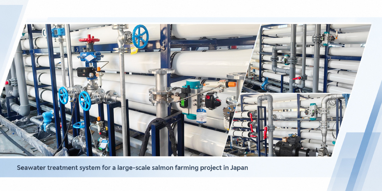 Sistema de tratamiento de agua de mar para cultivo de salm&oacute;n con v&aacute;lvulas industriales en Jap&oacute;n