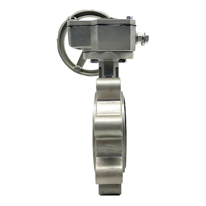 Válvula de mariposa tipo orejeta de acero inoxidable con engranaje helicoidal
